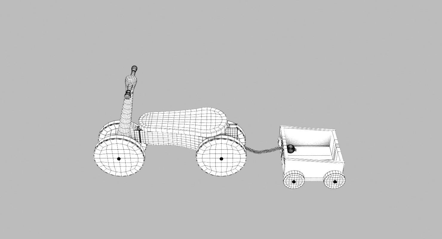 Wooden Bicycle Toy Low-poly 3D model_8