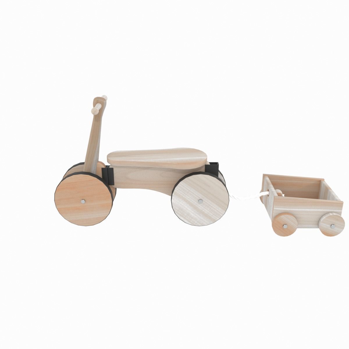 Wooden Bicycle Toy Low-poly 3D model_5