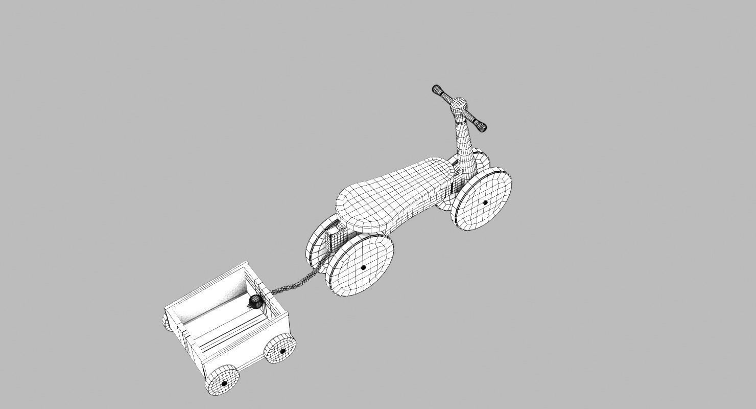 Wooden Bicycle Toy Low-poly 3D model_11