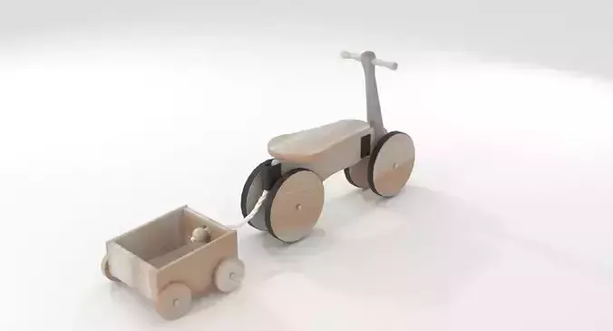  Wooden Bicycle Toy Low-poly 3D model