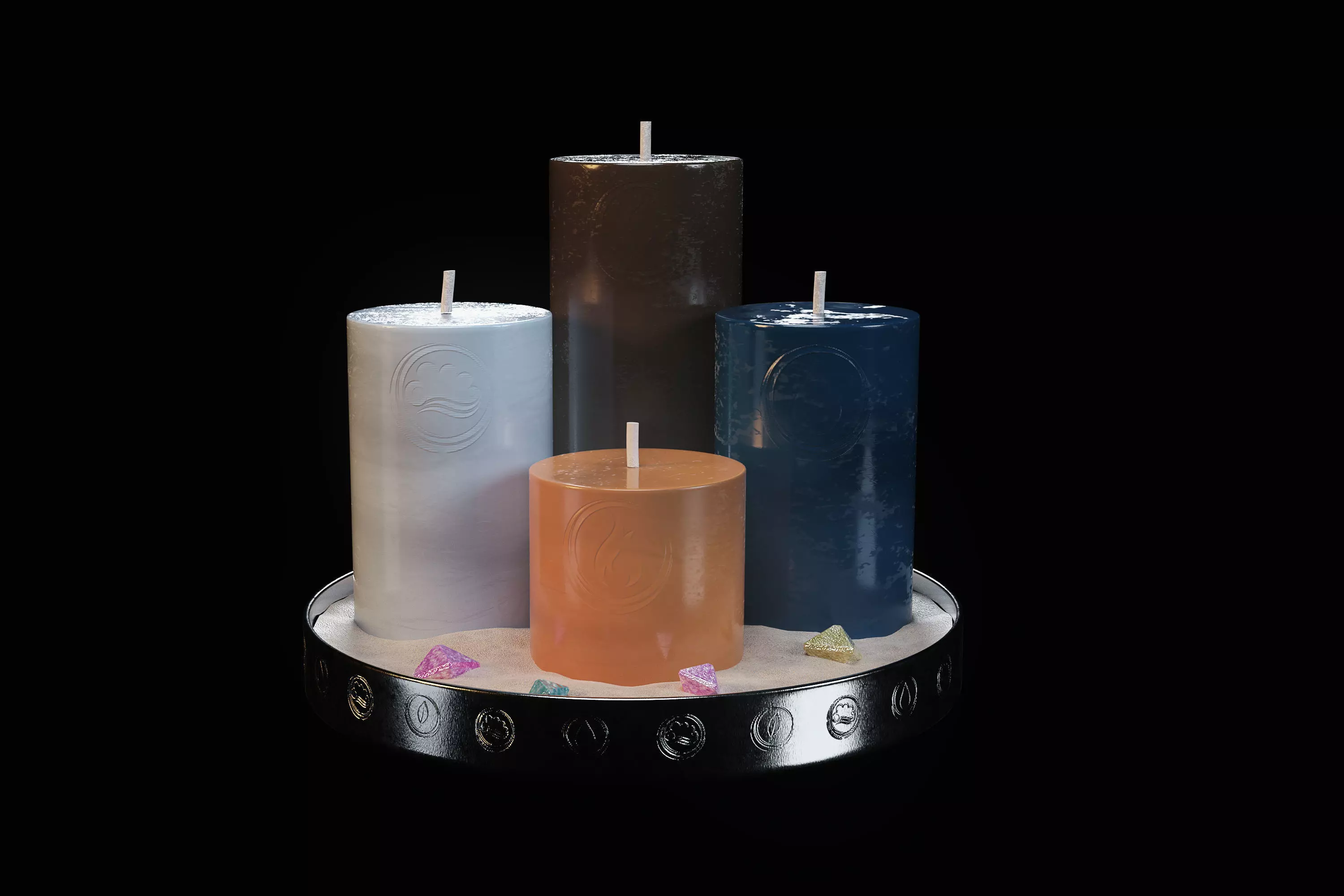 The 4 Elements Candles 3D model_0