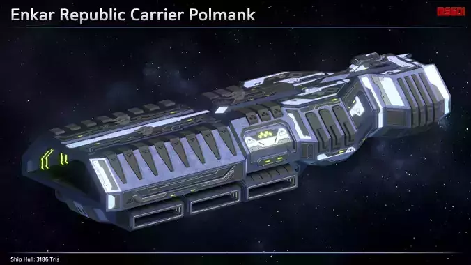 Spaceship Enkar Republic Carrier Polmank Low-poly 3D model