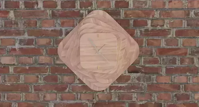 Designer Clock Made of Wood Low-poly 3D model