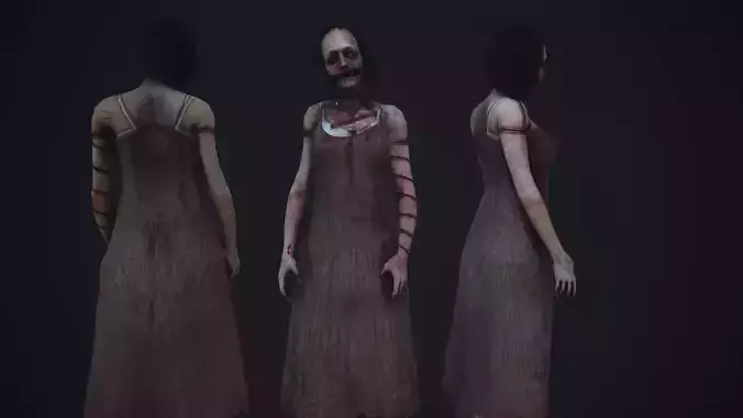 Super creepy female horror enemy AAA  Low-poly 3D model