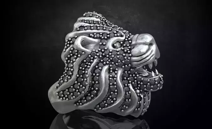 Large ring Lion with stones 320