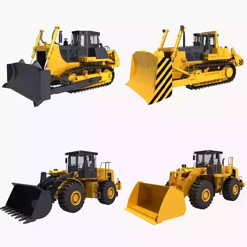 Collection Bulldozer and Wheel Loader 3D model