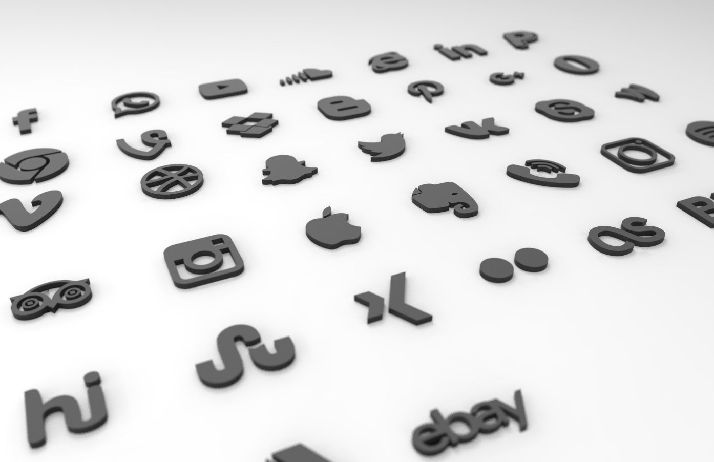 Social media icons 3d model 3D model_2