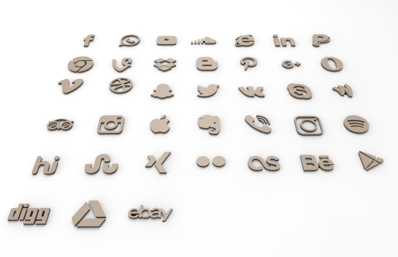 Social media icons 3d model 3D model_3