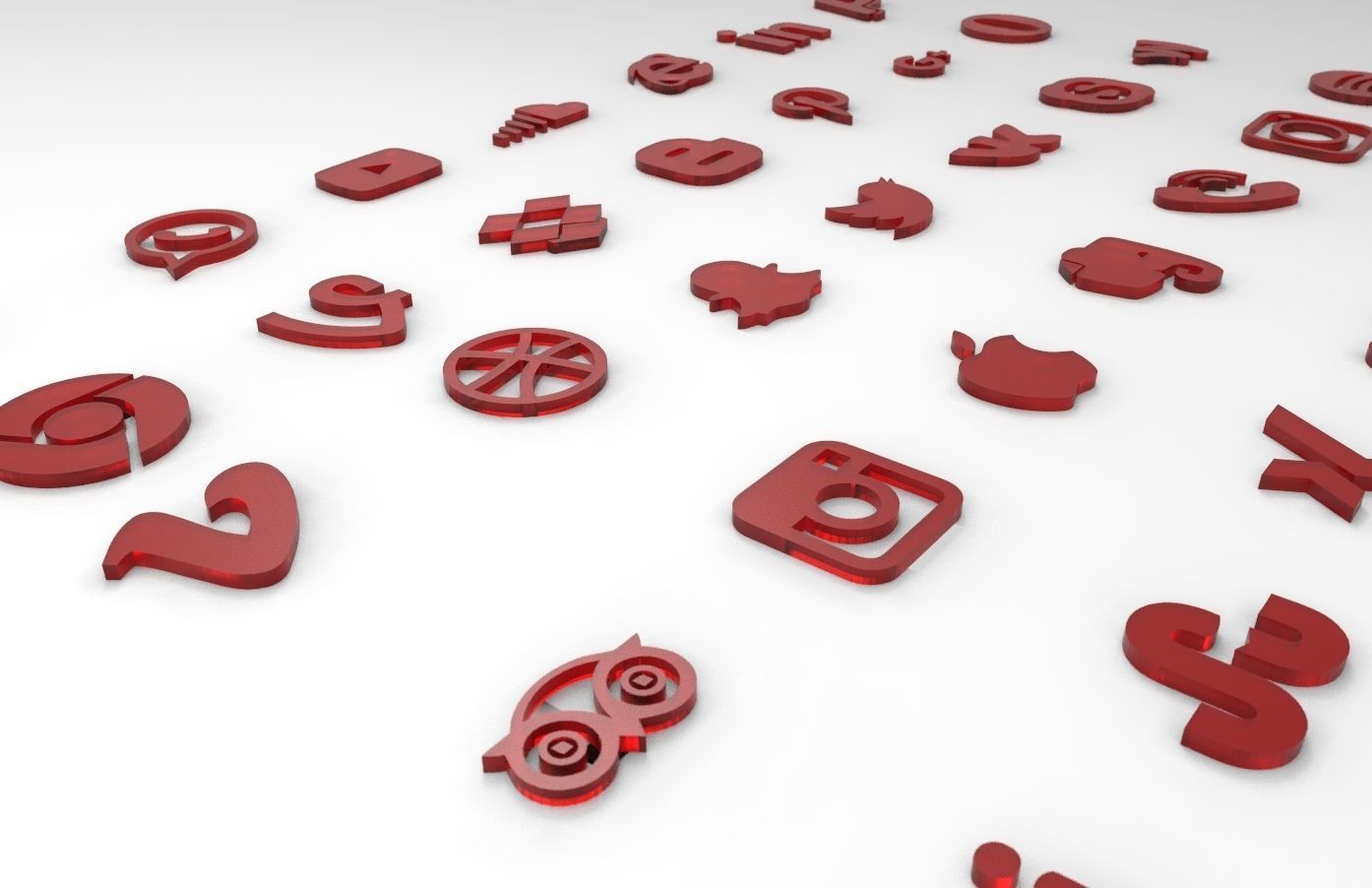 Social media icons 3d model 3D model_4