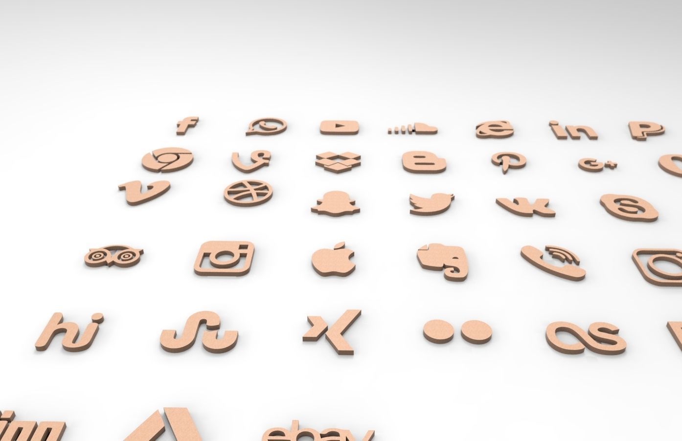 Social media icons 3d model 3D model_6