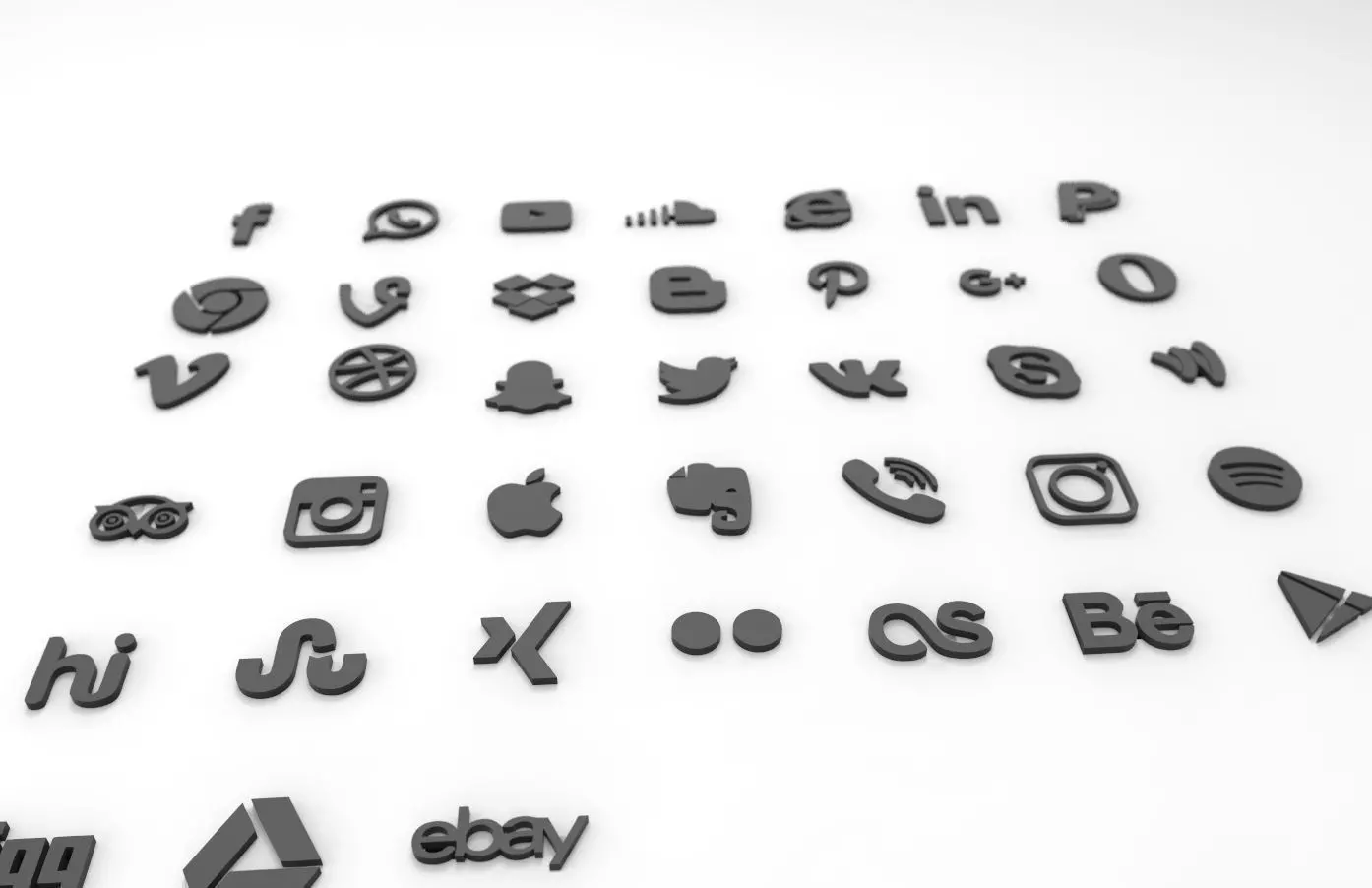 Social media icons 3d model 3D model_0