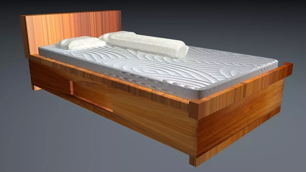 Bed with pillow 3D model_0