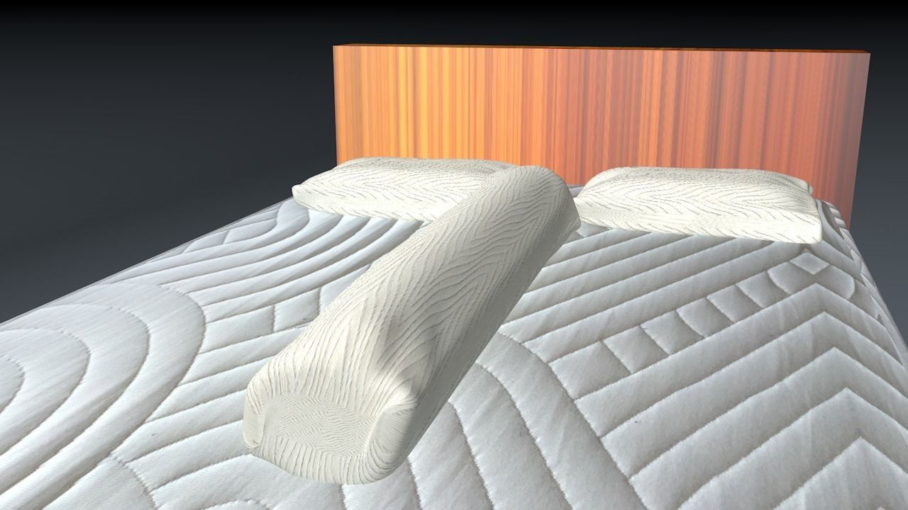 Bed with pillow 3D model_3