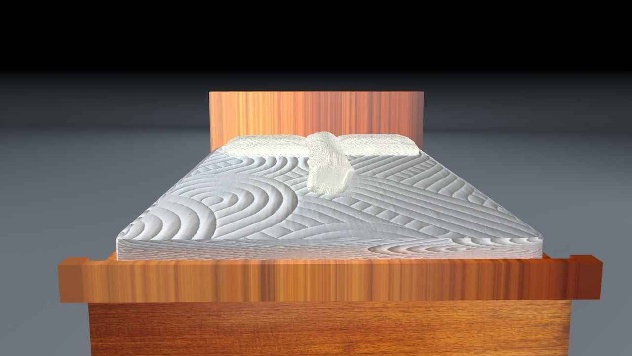 Bed with pillow 3D model_2