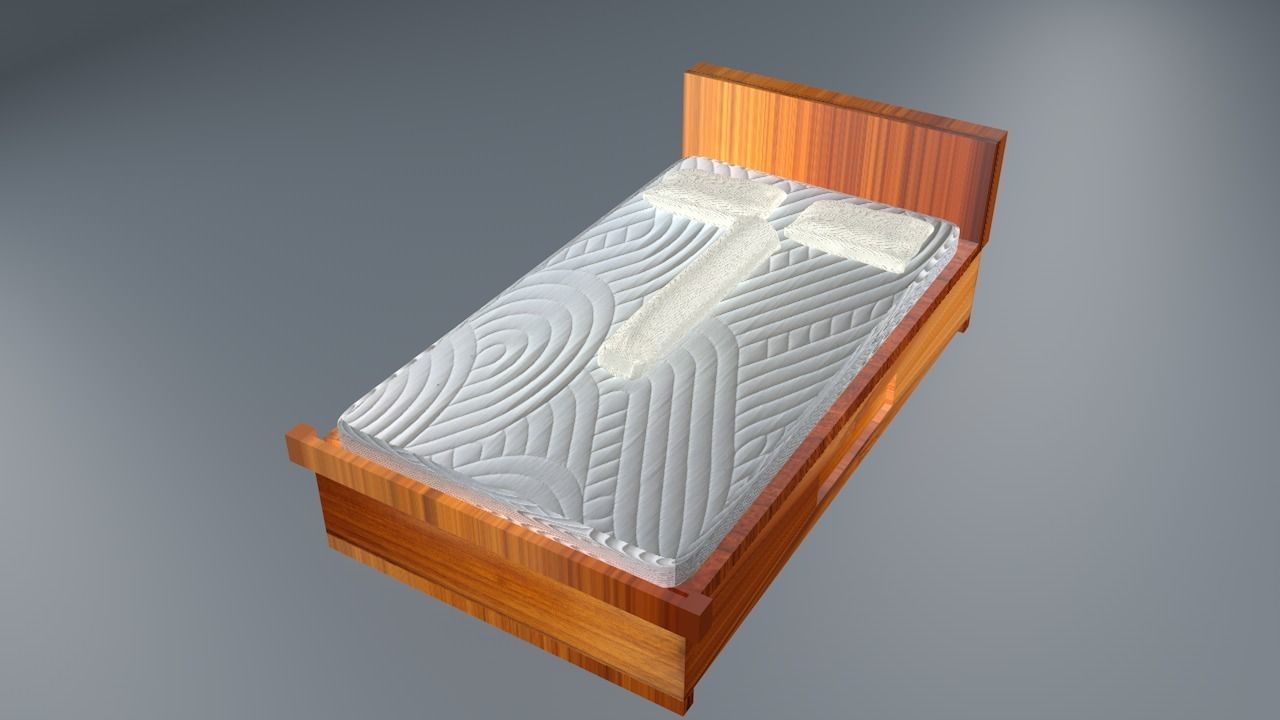 Bed with pillow 3D model_4