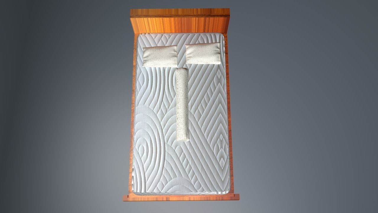 Bed with pillow 3D model_1