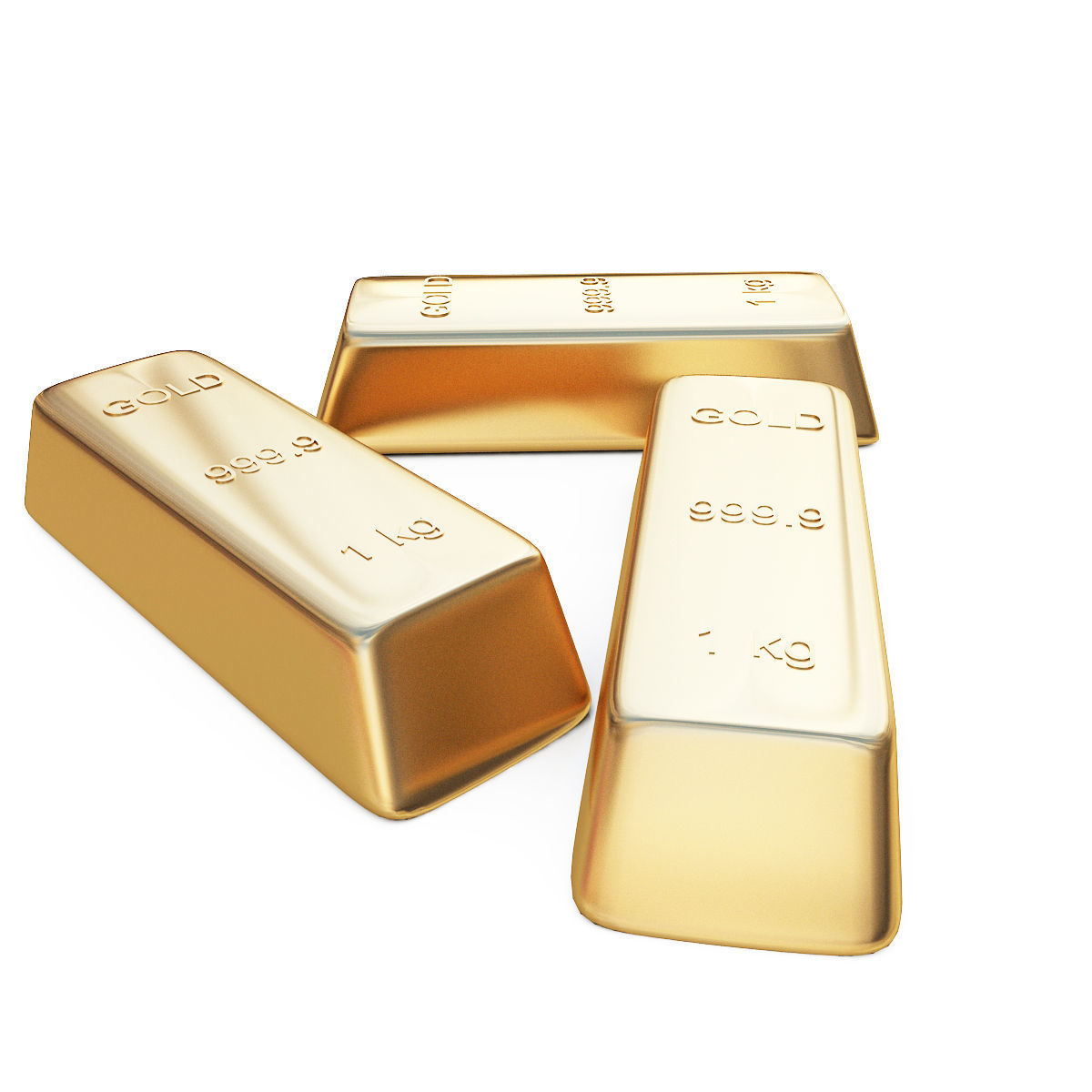gold bar 3D model_1
