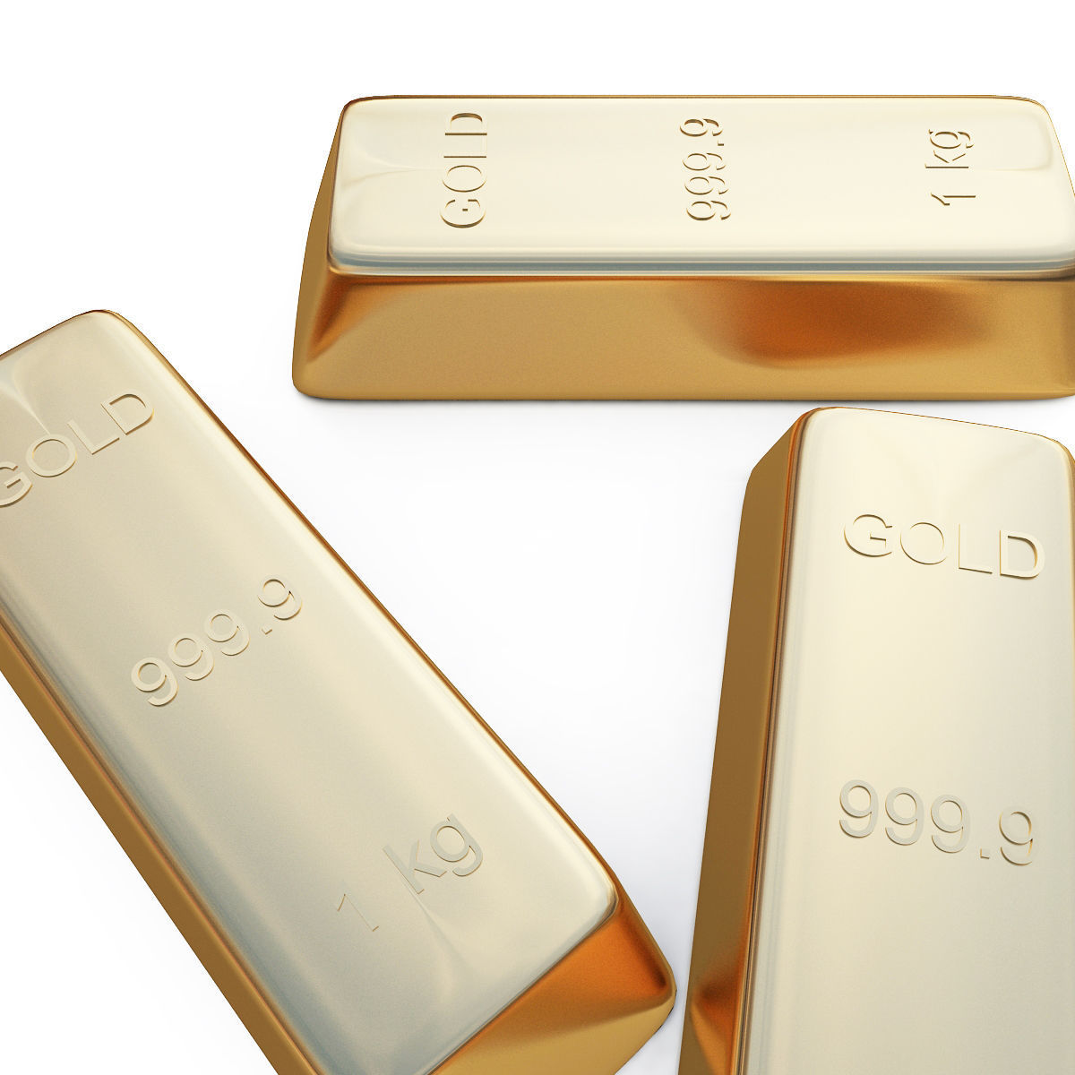 gold bar 3D model_2