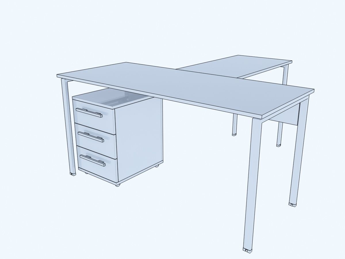 METAL OFFICE TABLE 3D model_3