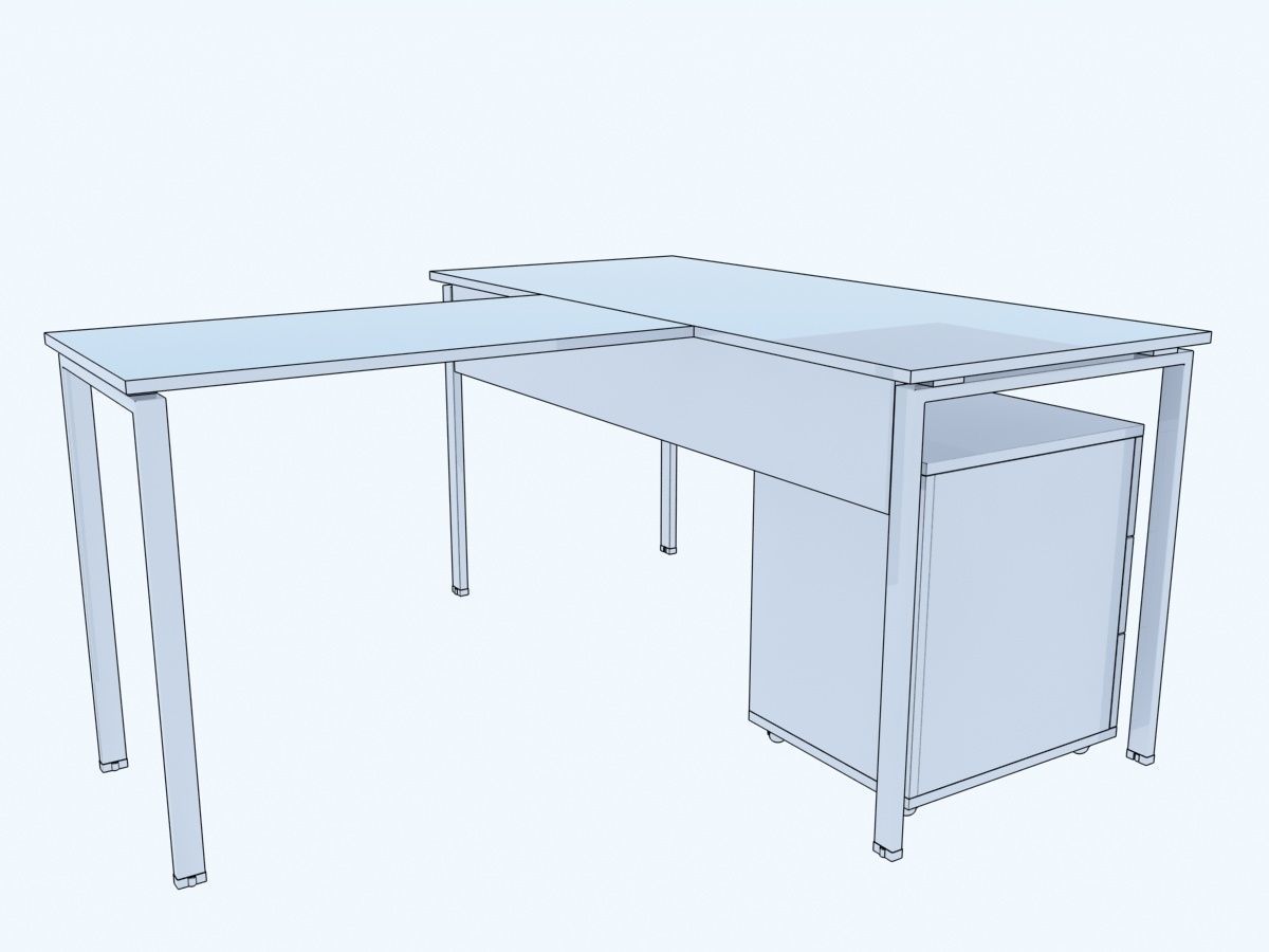 METAL OFFICE TABLE 3D model_4