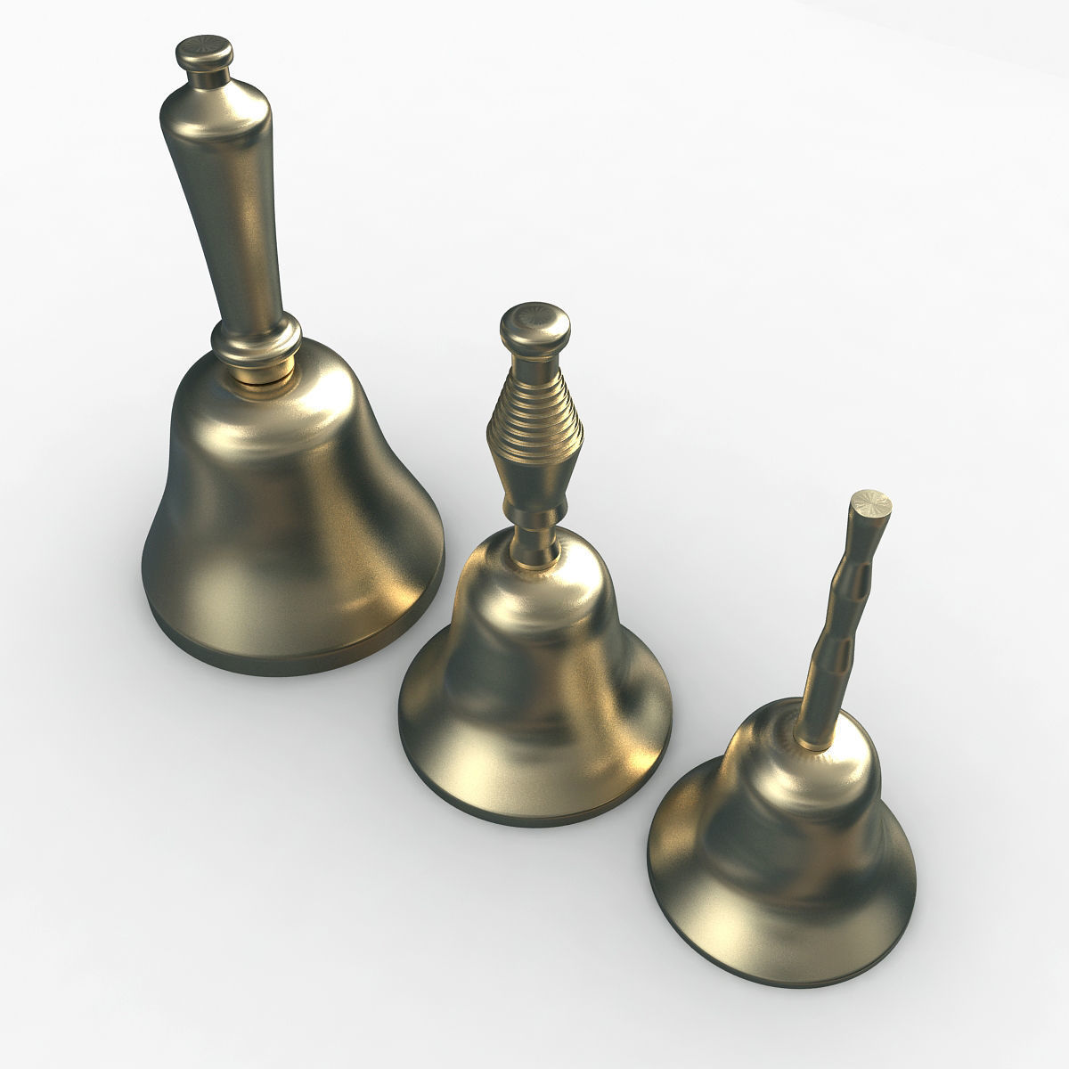 HandBells three brass knobs 3D model_4
