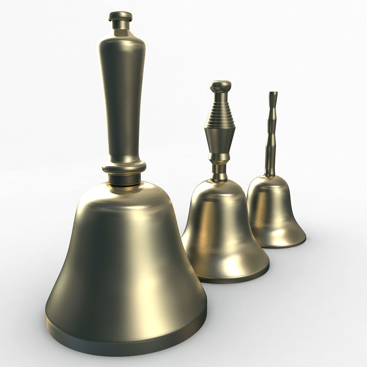 HandBells three brass knobs 3D model_2