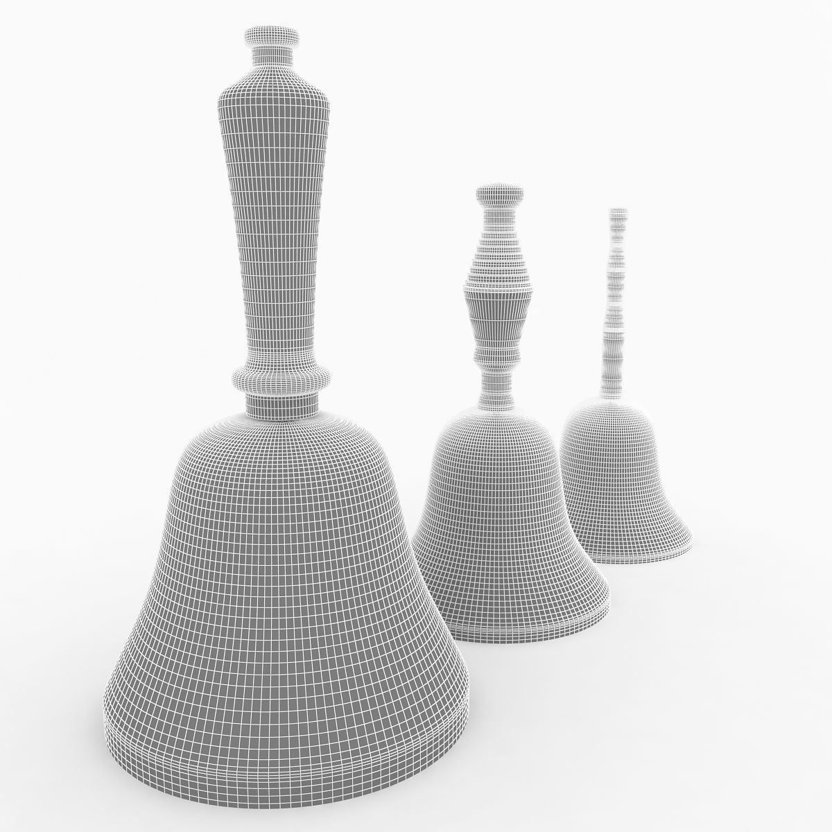 HandBells three brass knobs 3D model_3