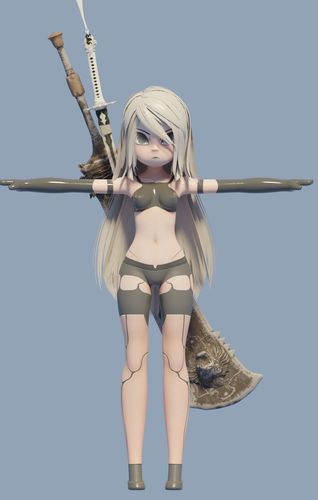 A2 CIHIBI NierAutomata Rigg  Free 3D model