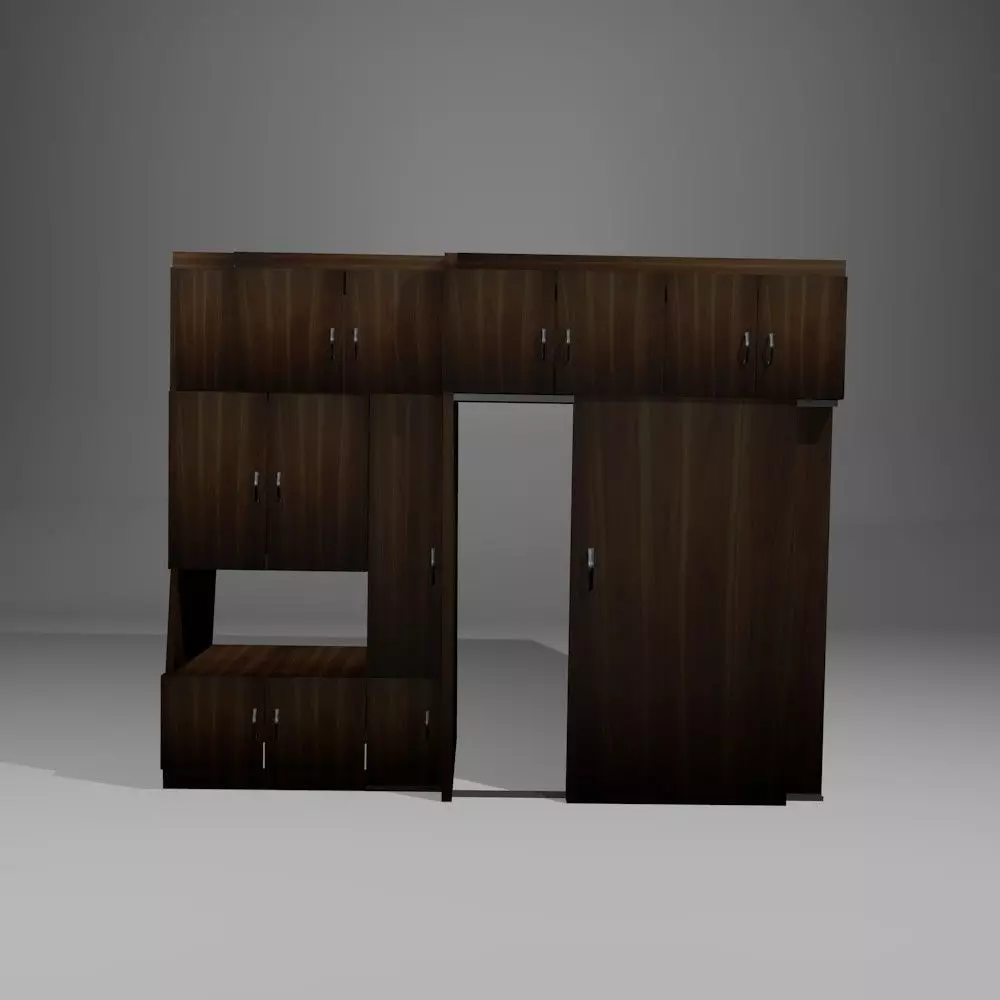 laminate cabinet with sliding doors 3D model_0