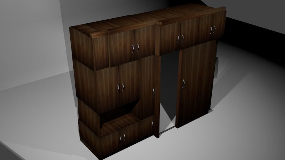 laminate cabinet with sliding doors 3D model_2