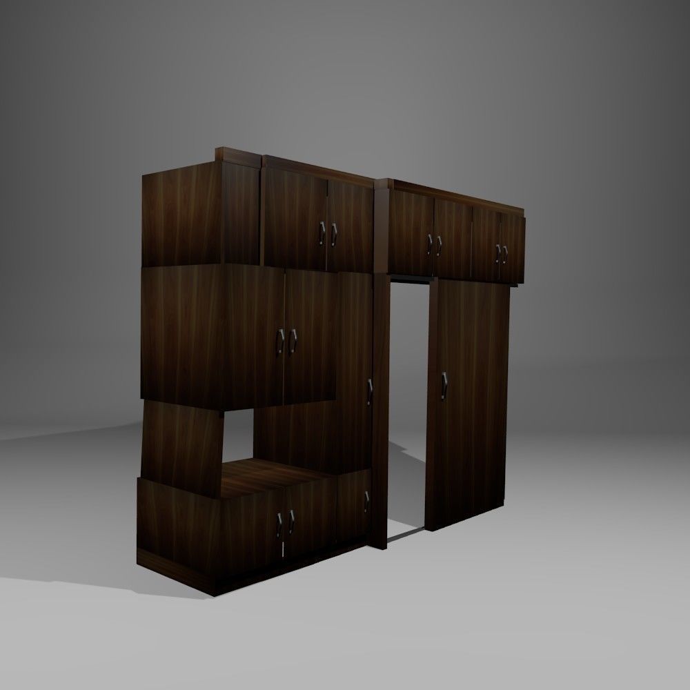 laminate cabinet with sliding doors 3D model_1