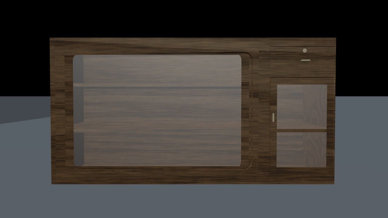 Wooden Showcase 3D model_1