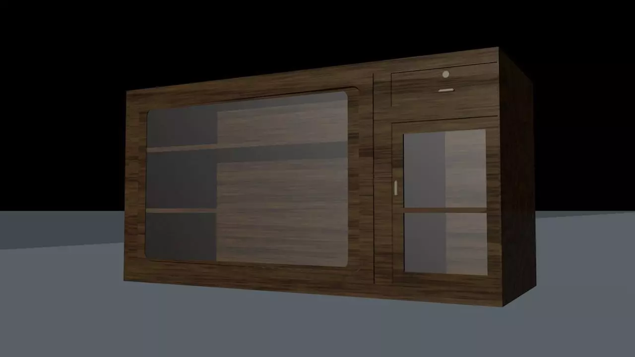 Wooden Showcase 3D model_0