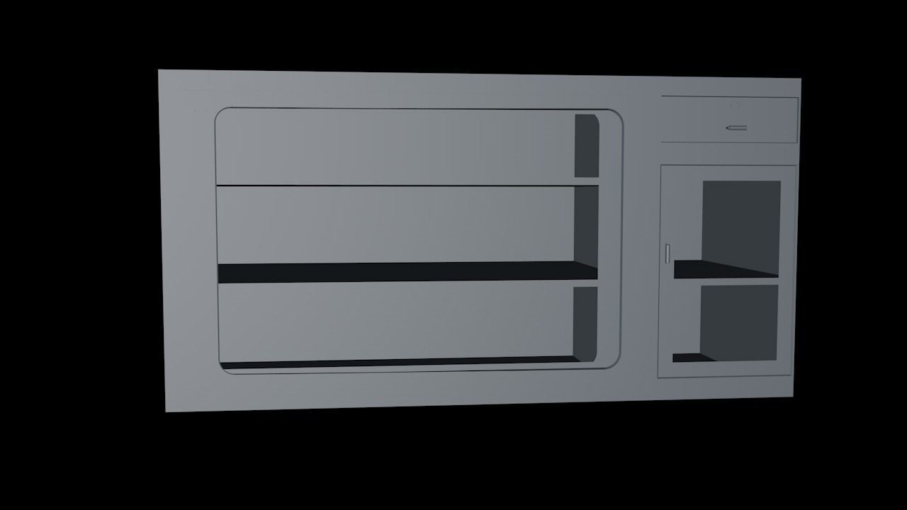 Wooden Showcase 3D model_4