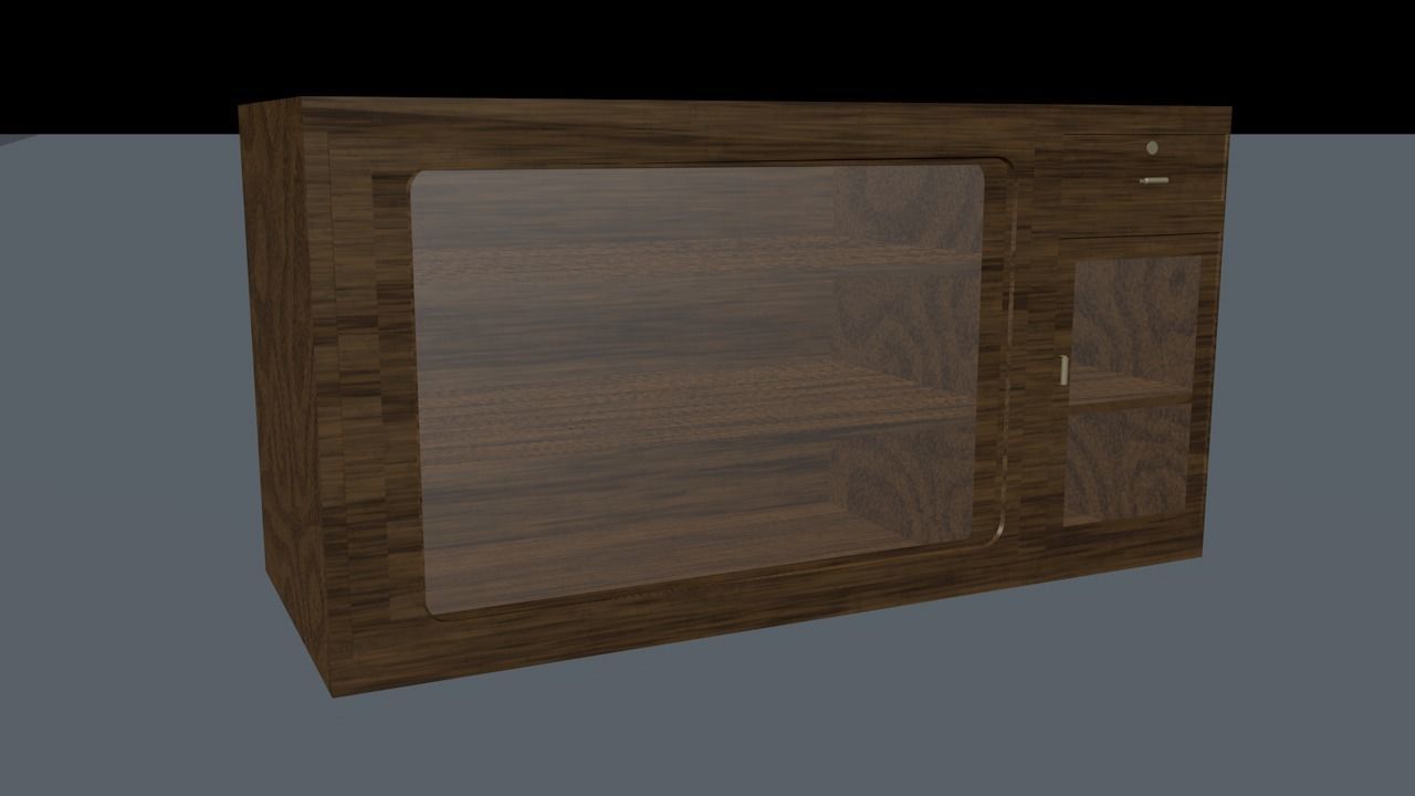 Wooden Showcase 3D model_2