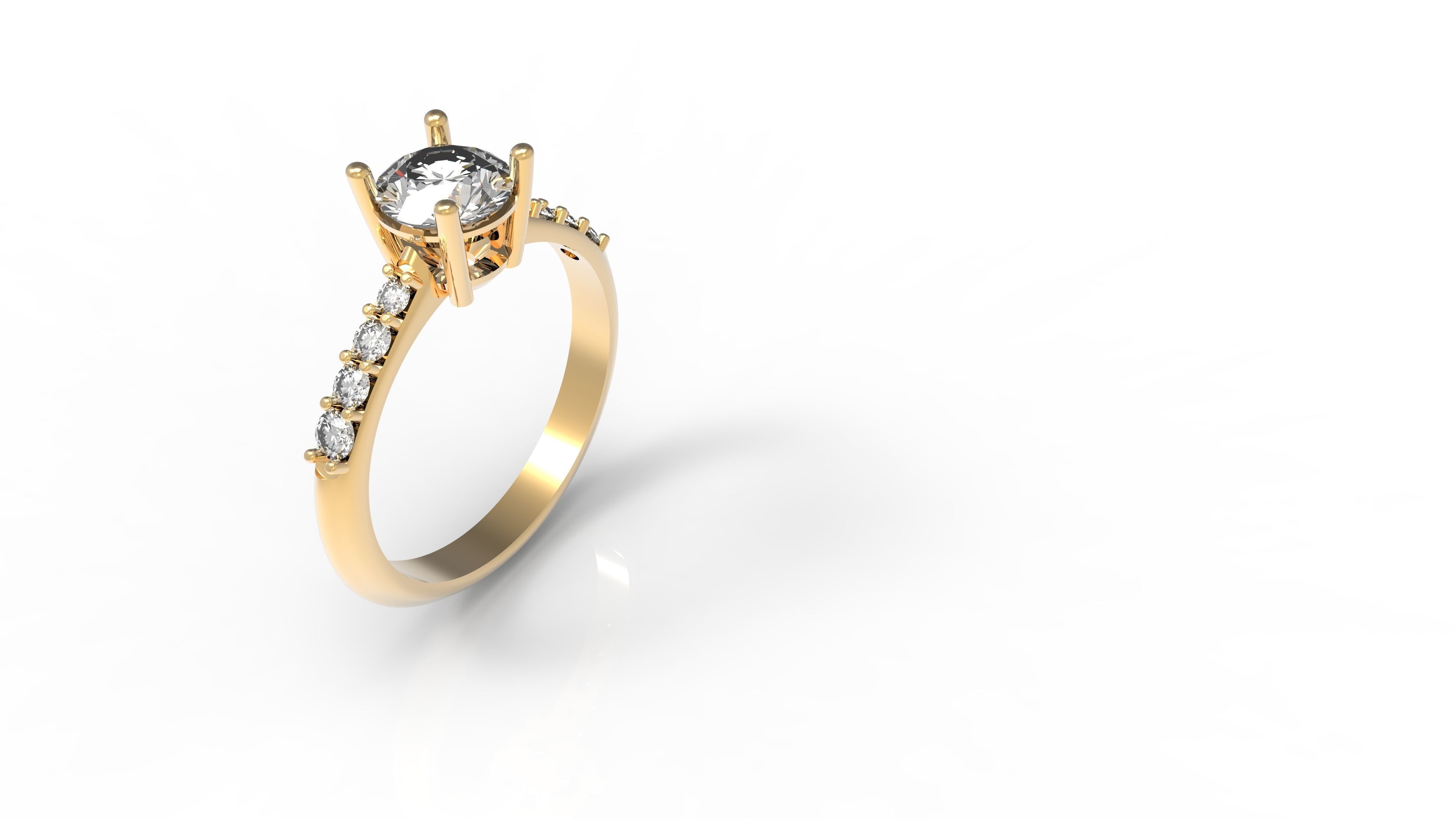 Ring with Diamond 3D print model_3