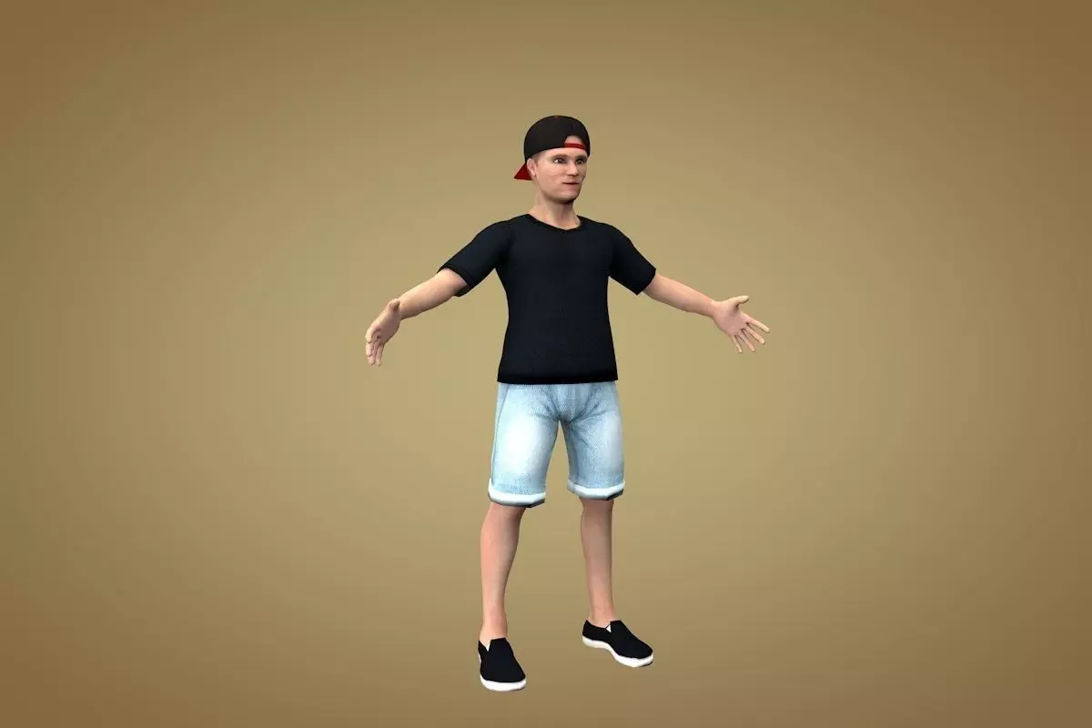 Teenager or dude Low-poly 3D model_0