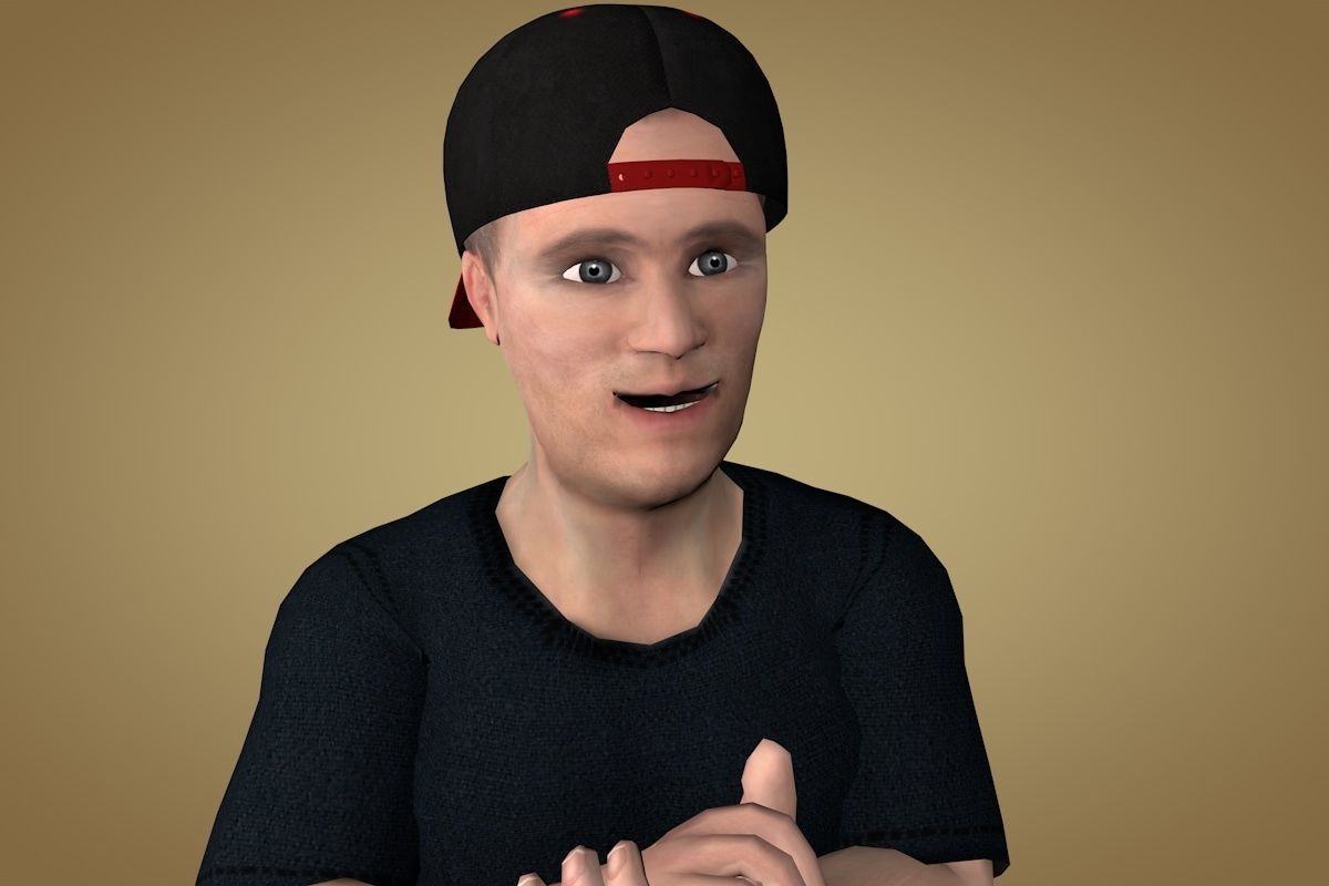 Teenager or dude Low-poly 3D model_2