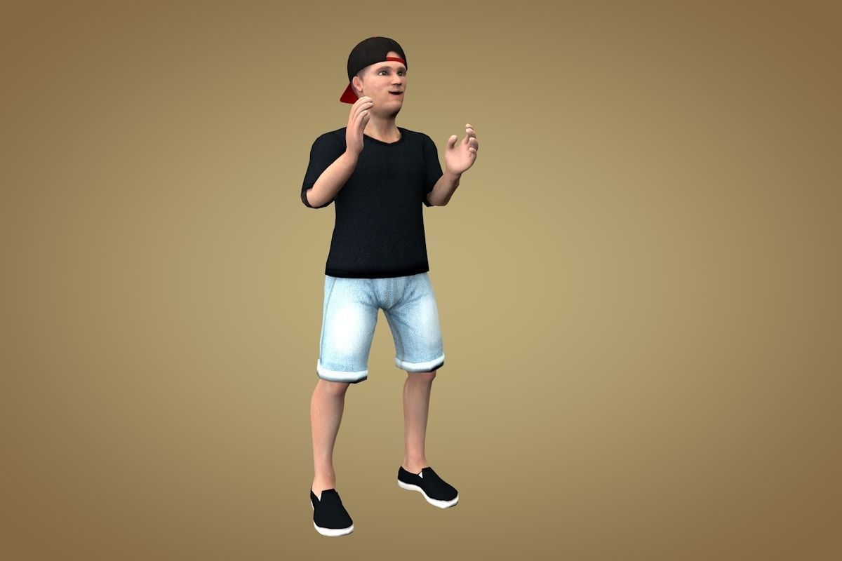 Teenager or dude Low-poly 3D model_1