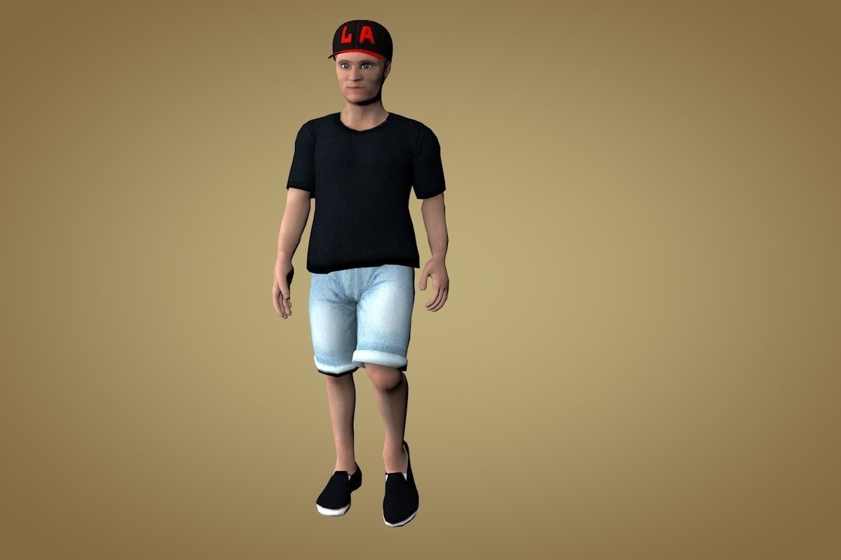 Teenager or dude Low-poly 3D model_6