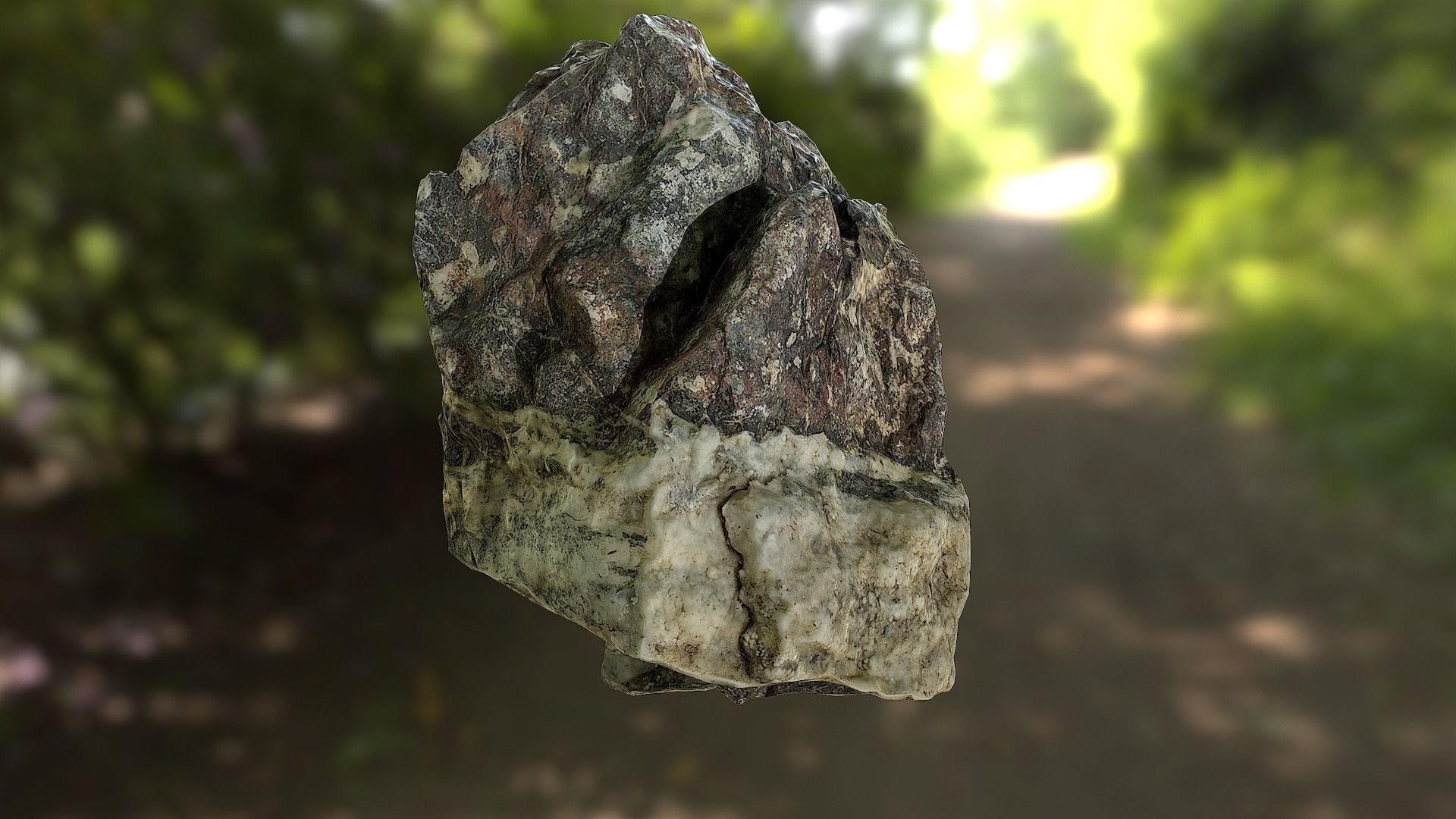 Rock low poly 3D model in forest Low-poly 3D model_4