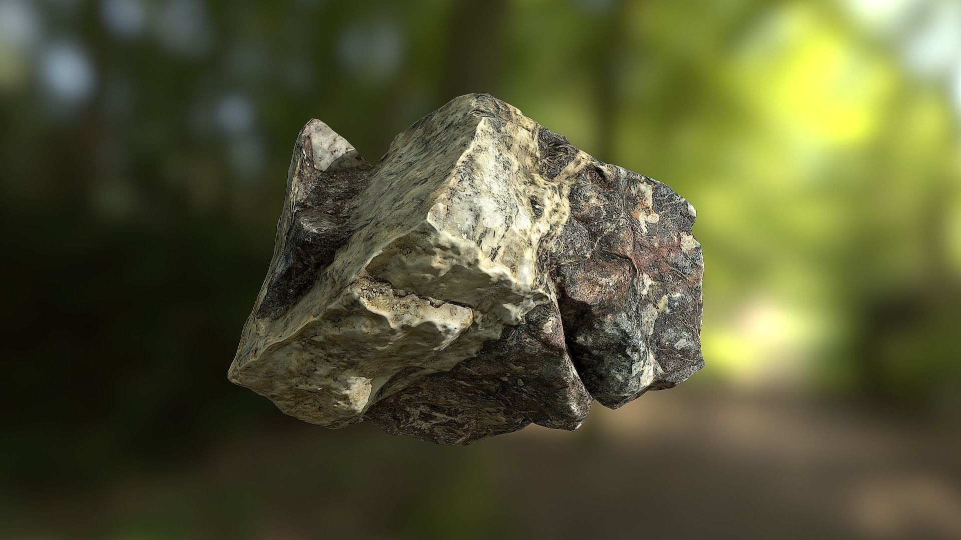 Rock low poly 3D model in forest Low-poly 3D model_7