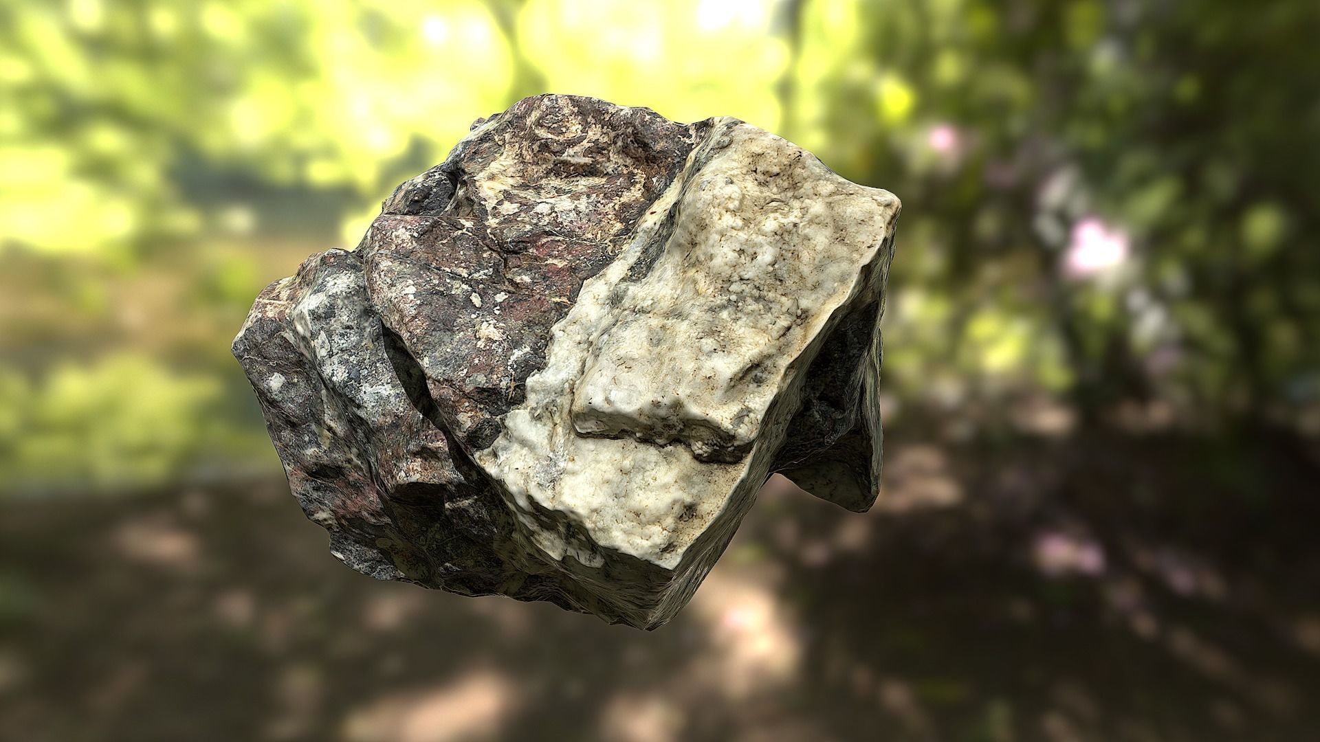 Rock low poly 3D model in forest Low-poly 3D model_10