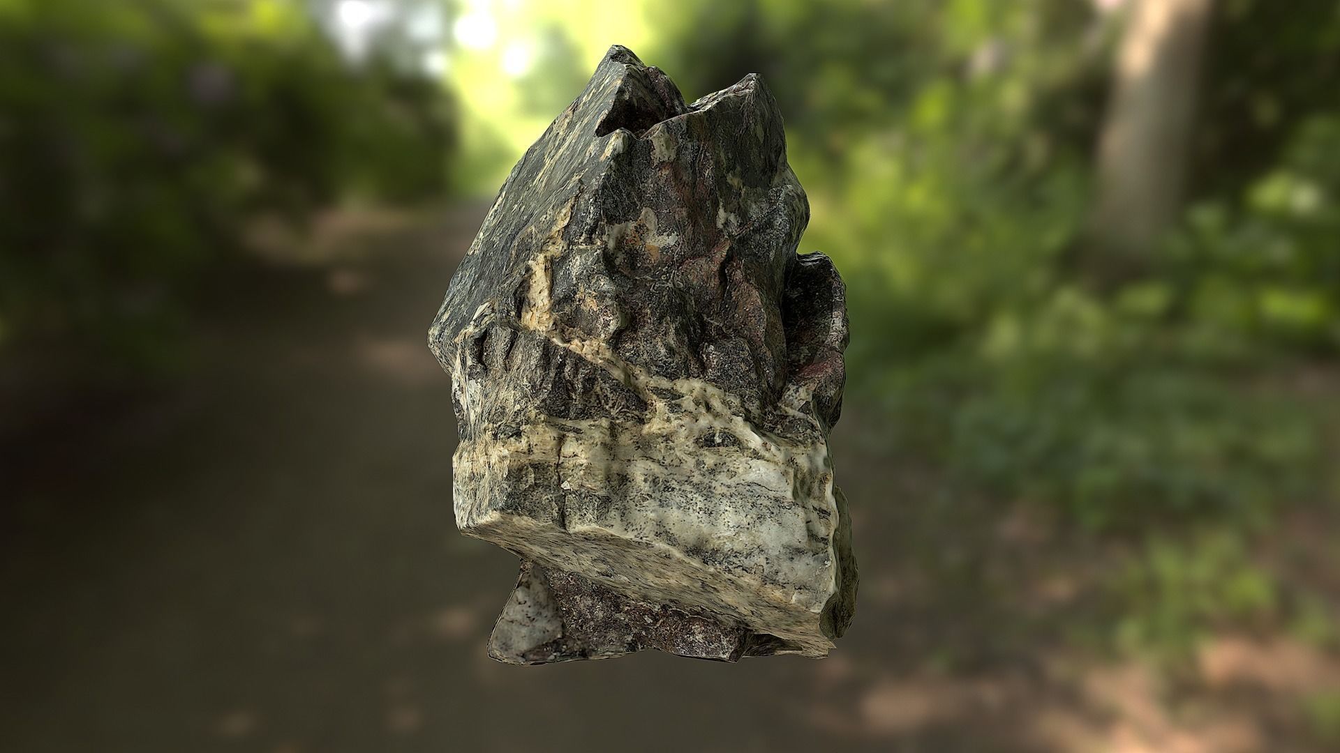 Rock low poly 3D model in forest Low-poly 3D model_2