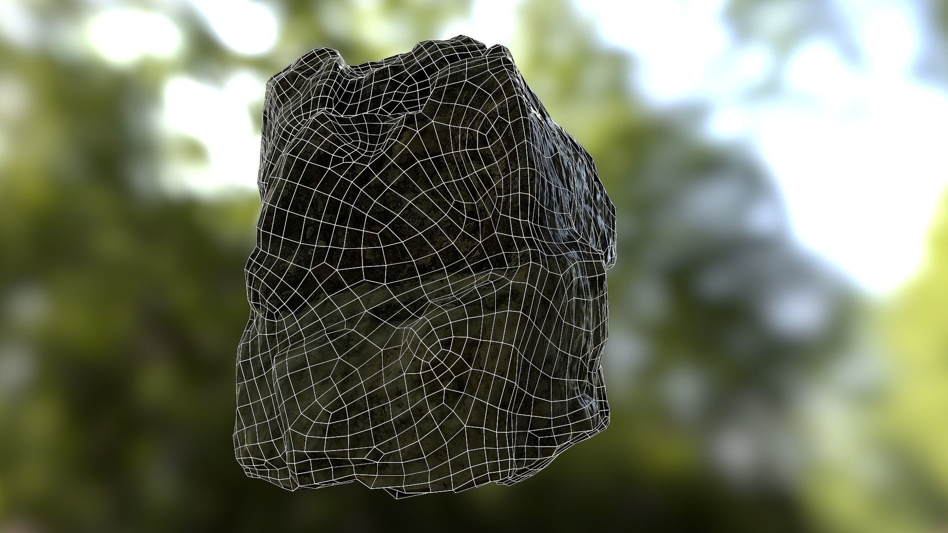 Rock low poly 3D model in forest Low-poly 3D model_11