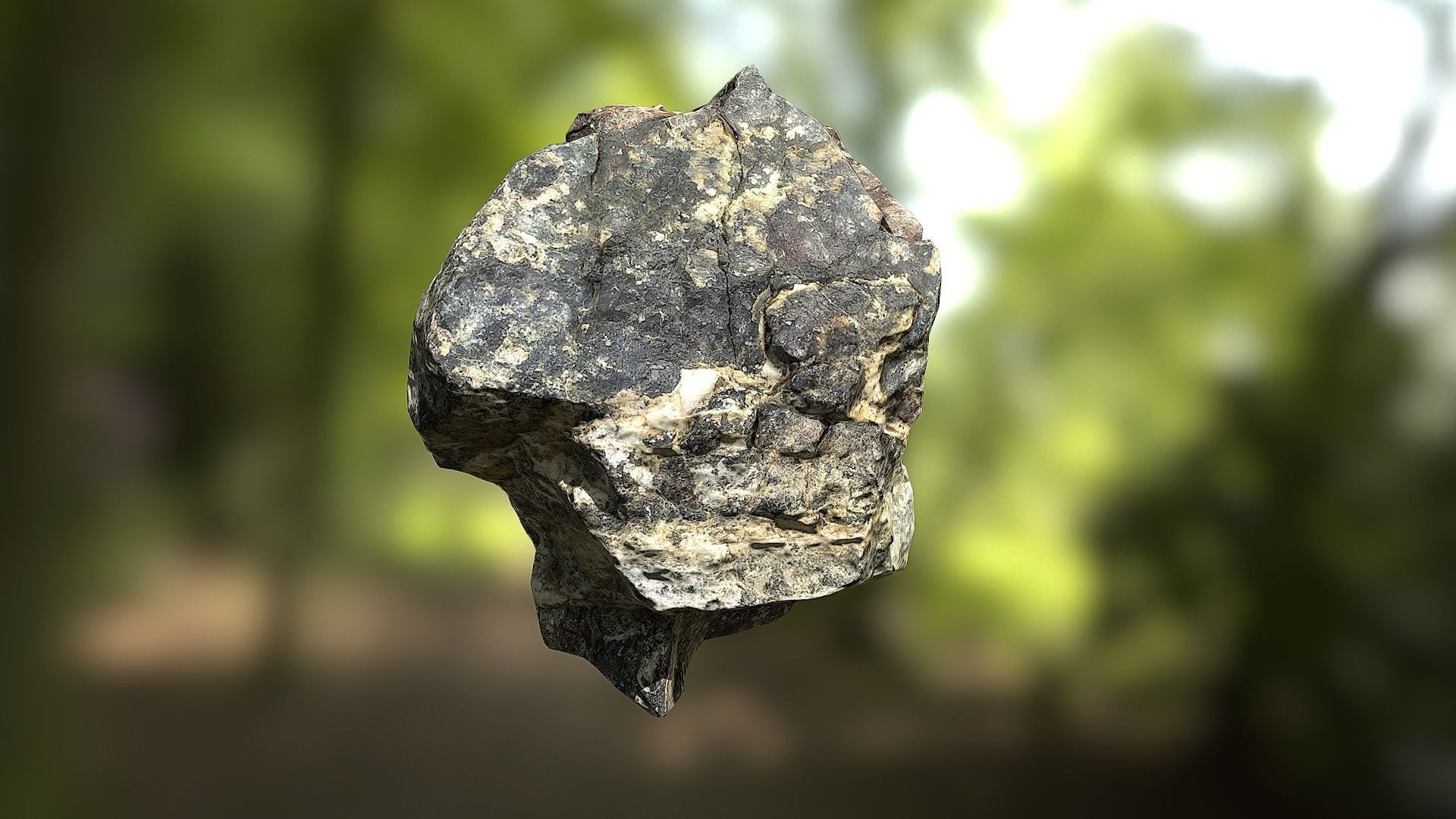 Rock low poly 3D model in forest Low-poly 3D model_8