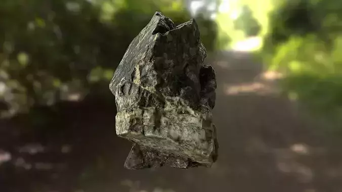 Rock low poly 3D model in forest Low-poly 3D model