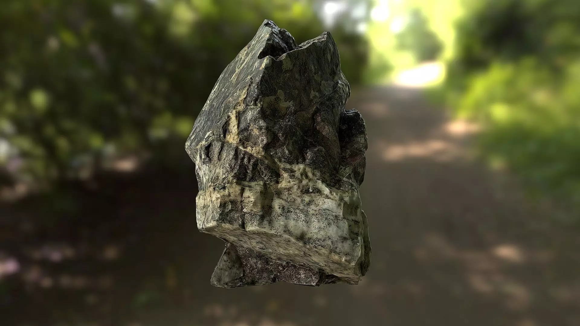 Rock low poly 3D model in forest Low-poly 3D model_0