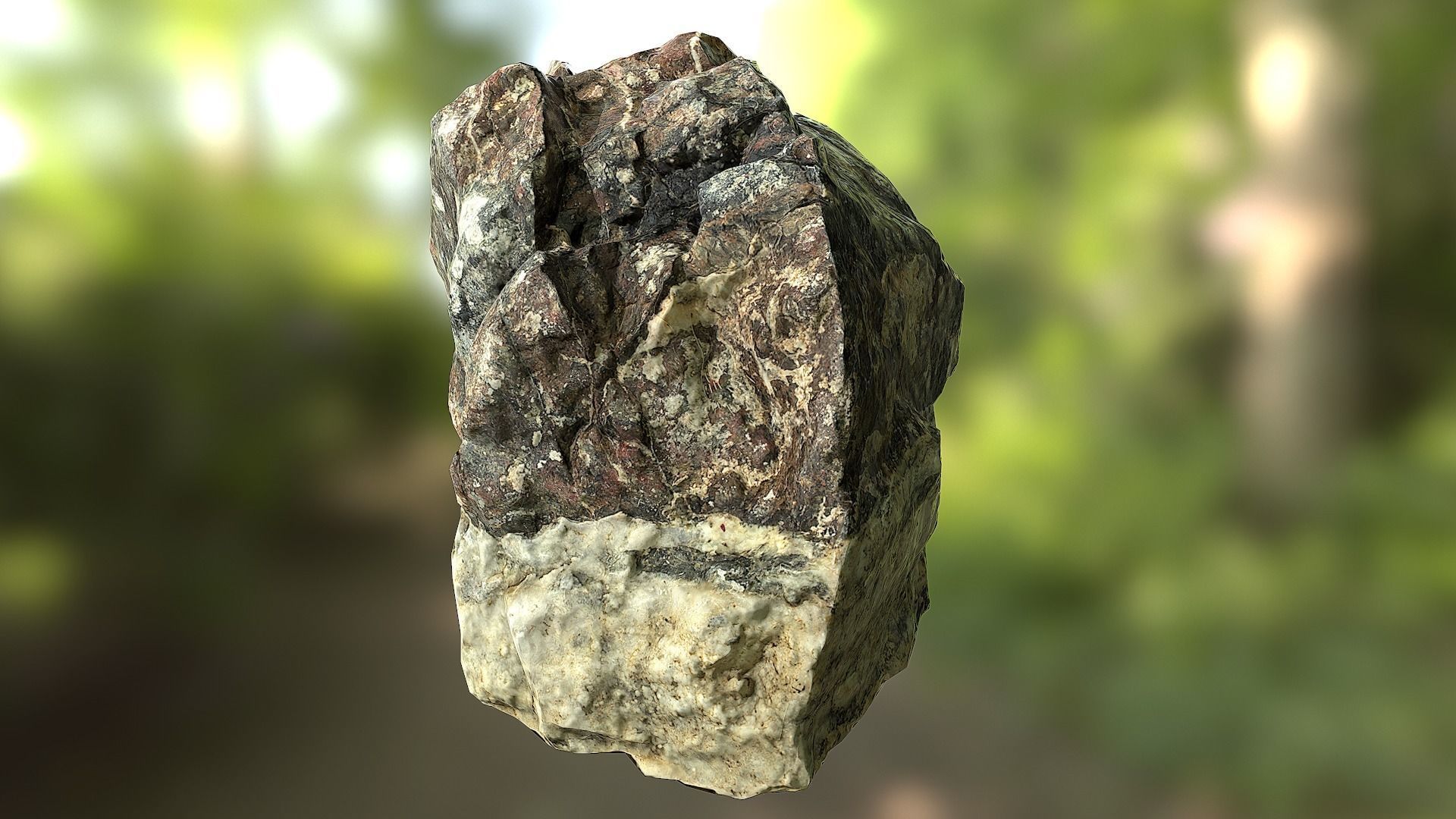 Rock low poly 3D model in forest Low-poly 3D model_1
