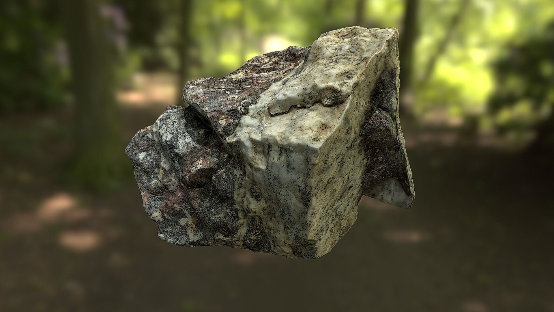 Rock low poly 3D model in forest Low-poly 3D model_3